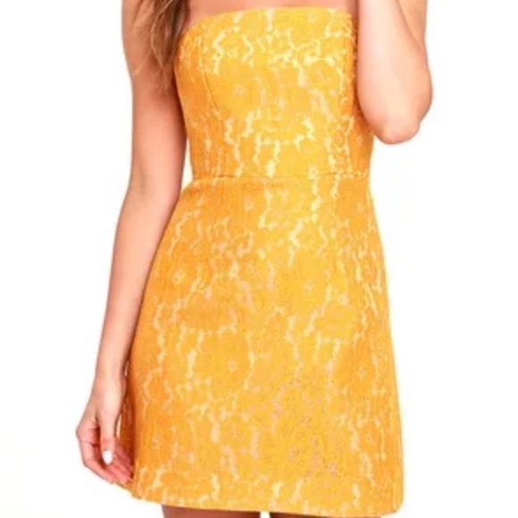 Keepsake Every Way Golden Yellow Strapless Lace - Picture 1 of 7